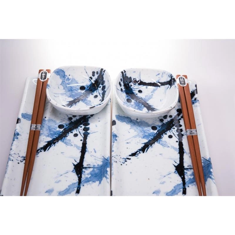 Made in Japan - Zestaw do sushi Splash biało-niebieski