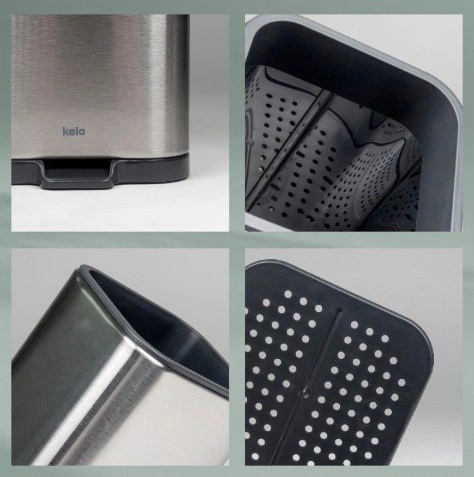 Kela - Ociekacz na sztućce silver mat Plata