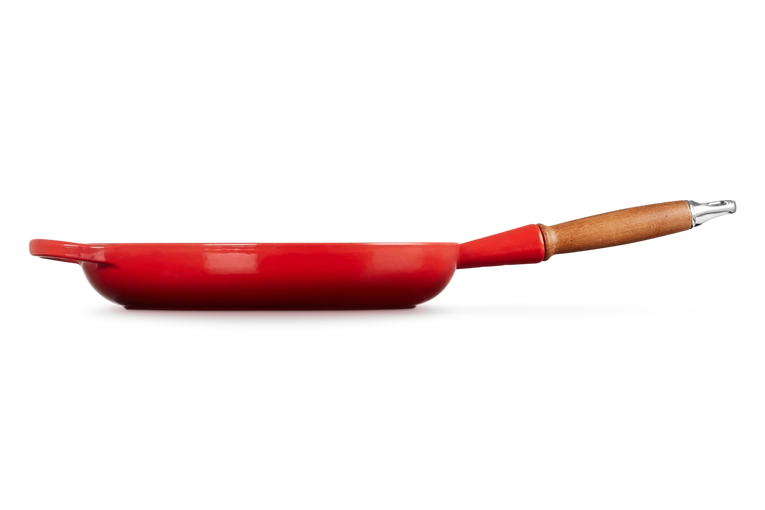 Le Creuset - patelnia żeliwna z drewnianym uchwytem 28 cm Wiśniowy