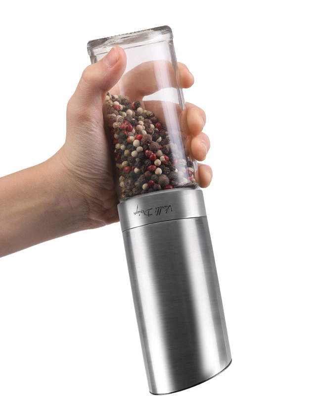 Vialli Design - Grawitacyjny młynek do soli i pieprzu elektryczny stalowy mat SOHO