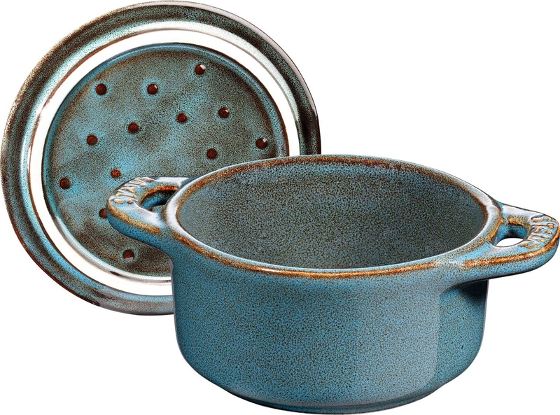 Staub - 4x Mini Cocotte okrągły 10 cm, antyczny turkusowy