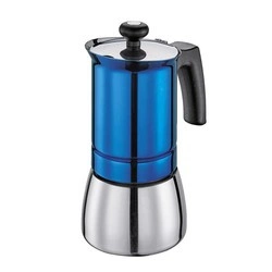 Cilio - kafeteria stalowa, śred. 9 x 18 cm, 4 filiżanki, niebieska Tosca