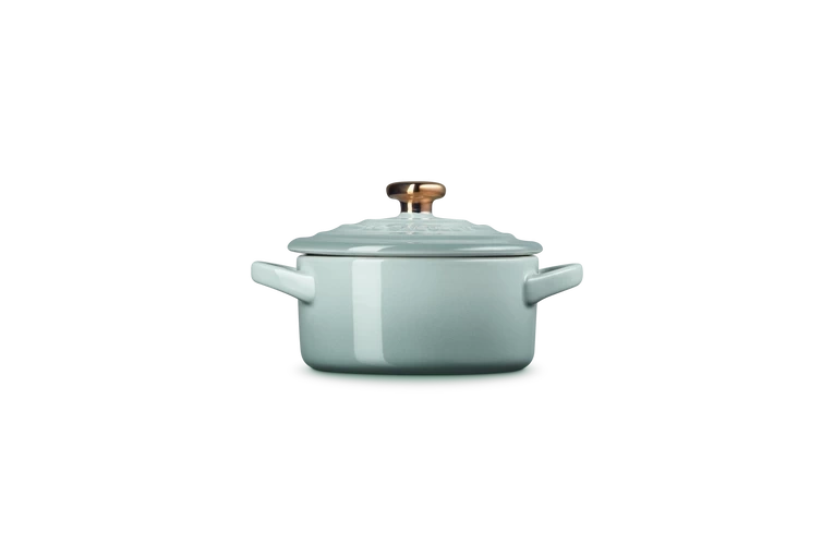 Le Creuset - Mini-Cocotte 10 cm ze złotą gałką serce Sea Salt