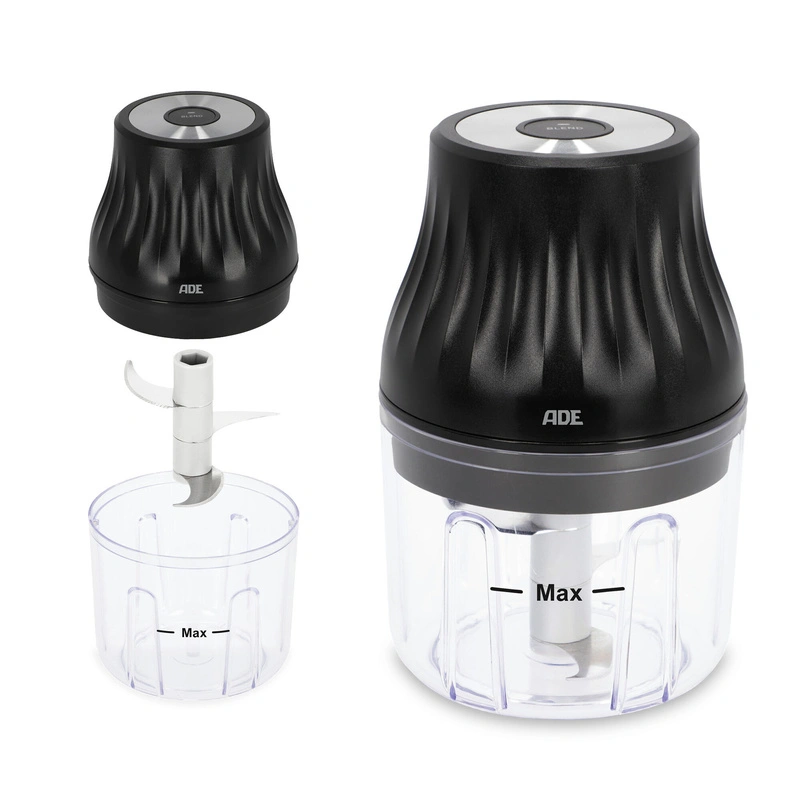 ADE - mini-siekacz elektryczny, ładowany przez USB, 0,15 l, śred. 9 x 13,5 cm, czarny