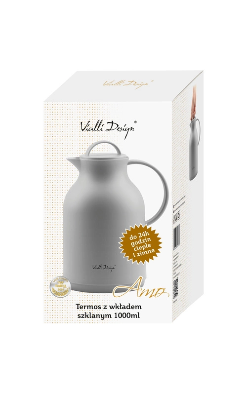 Vialli Design - Termos z wkładem szklanym 1L AMO szary