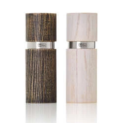 AdHoc - Zestaw młynków do pieprzu i soli Textura XS, brązowo - biały