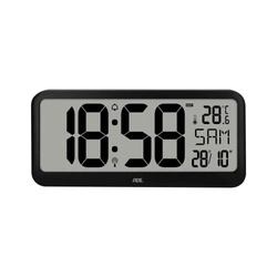 ADE - zegar ścienny elektroniczny, wyświetlacz XXL, z termometrem, budzikiem i kalendarzem, 37 x 17 cm