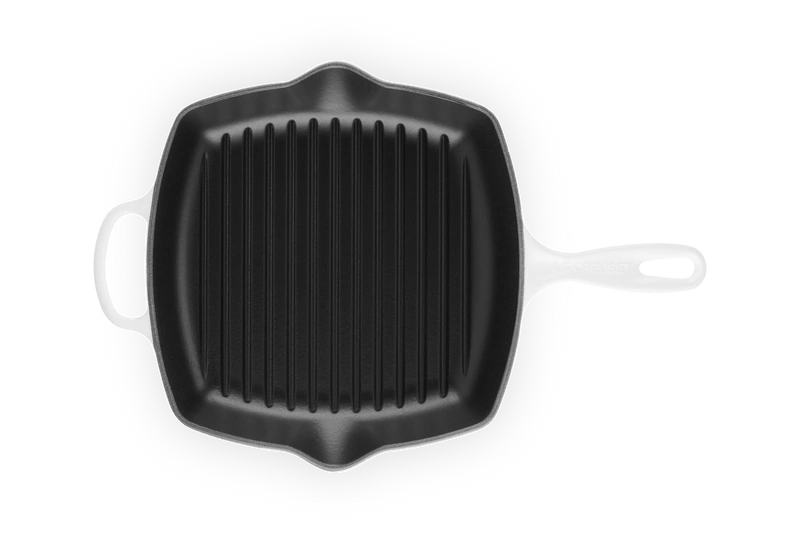 Le Creuset - patelnia żeliwna grillowa z dwoma uchwytami 26 cm biała