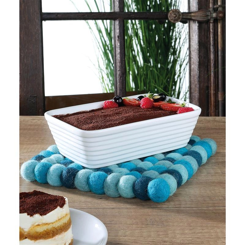 Cilio - podkładka pod gorące naczynia, 21 x 21 cm, owcza wełna, niebieska Lana Azzurro