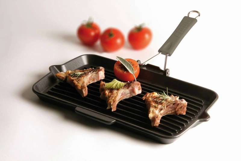 Staub - patelnia grillowa żeliwna prostokątna czarna 34 cm x 21 cm