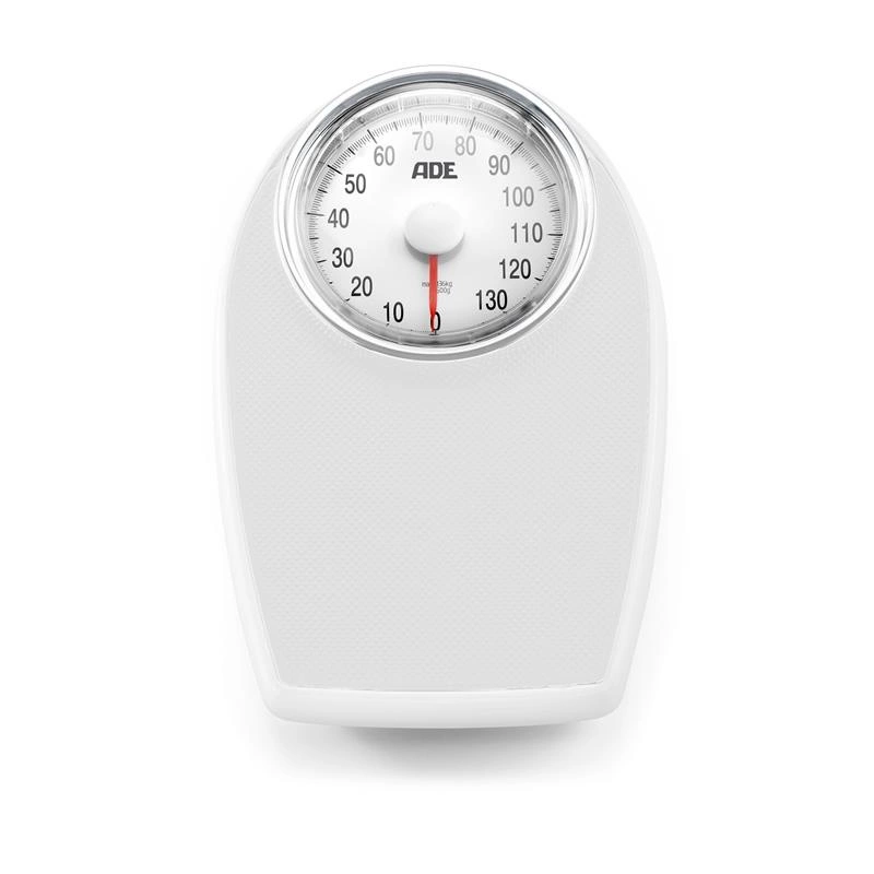 ADE - mechaniczna waga łazienkowa z powierzchnią antypoślizgową, do 136 kg, 28,5 x 43 cm, biała Victoria