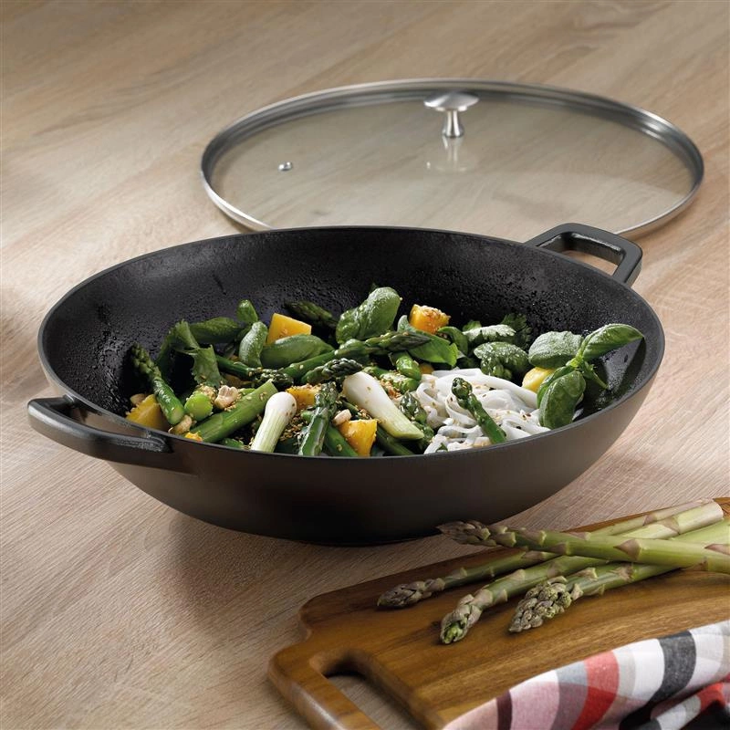 Kela - Wok żeliwny 36cm z pokrywką 4 l czarnyCalido