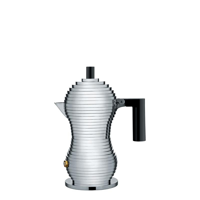 Alessi - zaparzacz do kawy, ciśnieniowy, czarne uchwyty, na 1 filiżankę PULCINA
