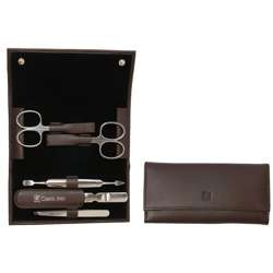 Zwilling - zestaw podróżny - brązowe skórzane etui, 5 elementów Classic Inox