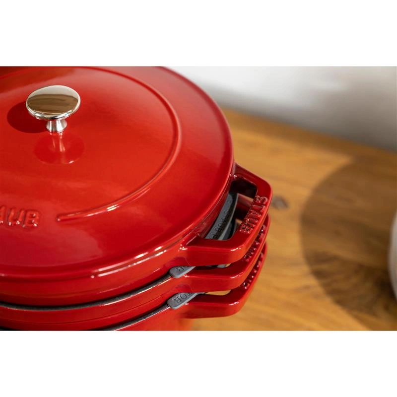 Staub - zestaw 3 naczyń żeliwnych+ pokrywka 24 cm czerwony