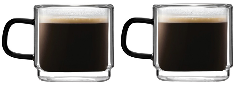 Vialli Design - Komplet 2 szklanek z podwójną ścianką do espresso Carbon 80 ml
