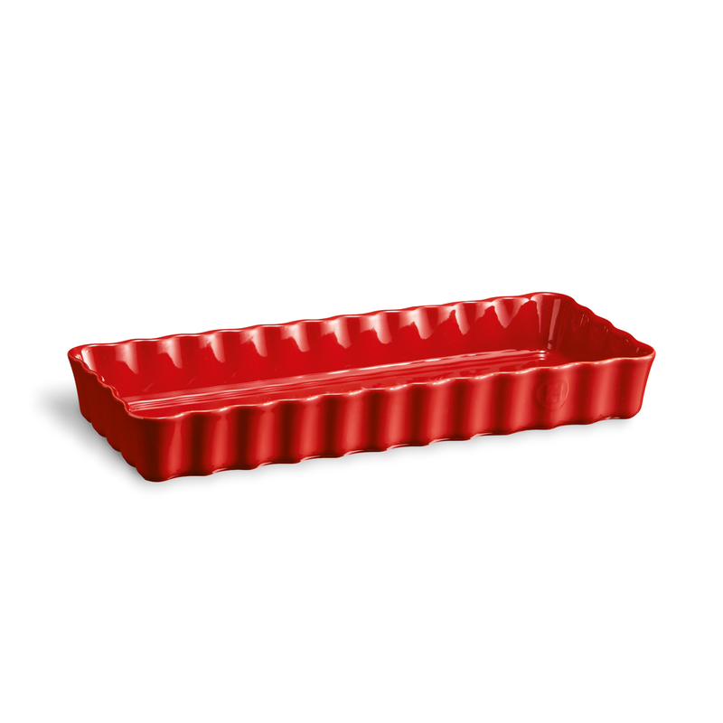 Emile Henry - Prostokątne naczynie do tarty- 36x15x5cm - czerwony