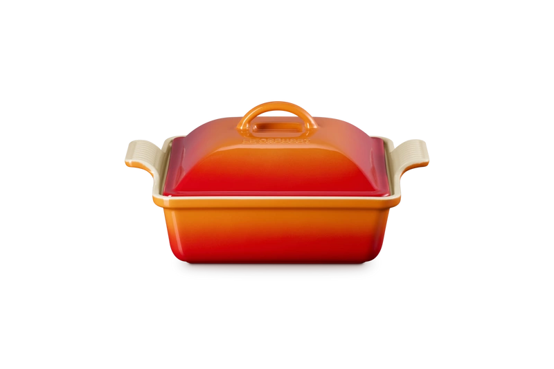 Le Creuset  - Kwadratowa Forma z Pokrywką 23 cm Płomienne