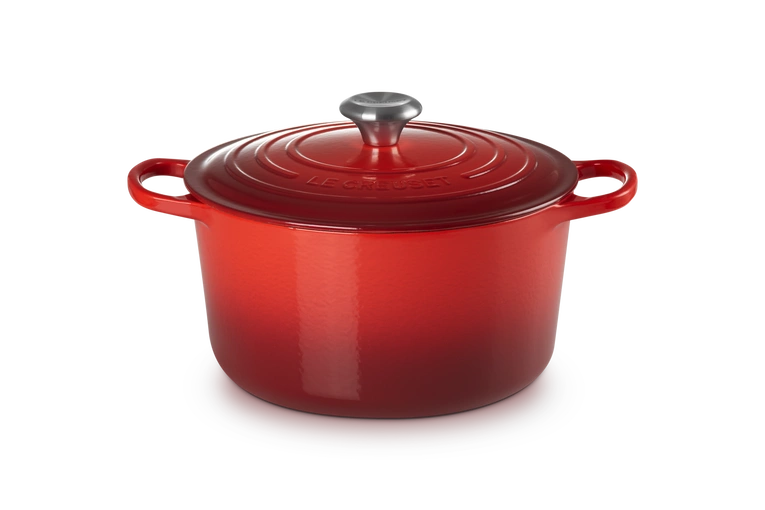 Le Creuset - garnek żeliwny emaliowany Signature okrągła 26 cm 6,3 l wiśniowy