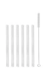 Vialli Design - Słomki szklane transparent 15cm zestaw 6 sztuk ze szczoteczką