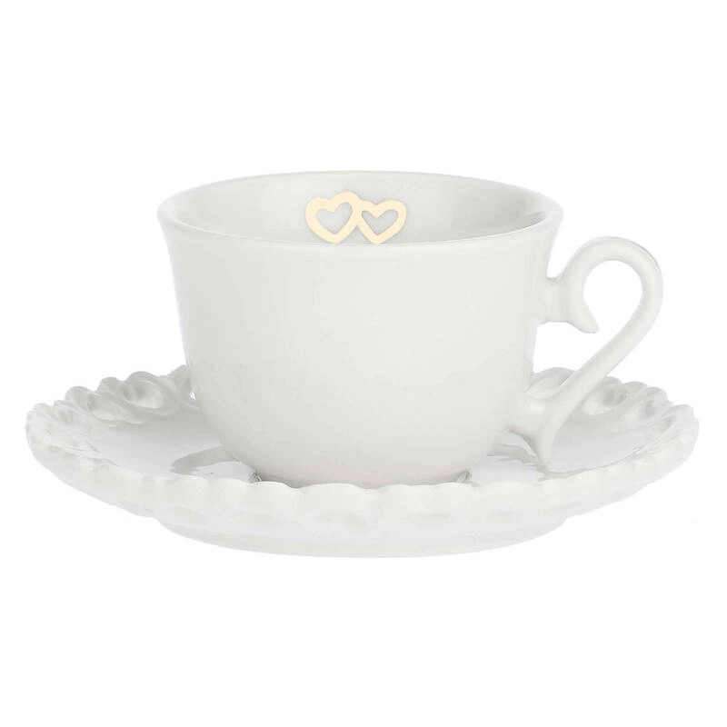 La Porcellana Bianca - zestaw 2 filiżanek do kawy ze spodkiem Valentino Oro
