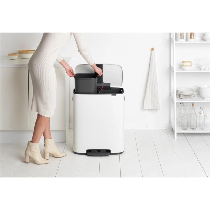 Brabantia - Kosz na śmieci pedałowy Bo 2x30L biały