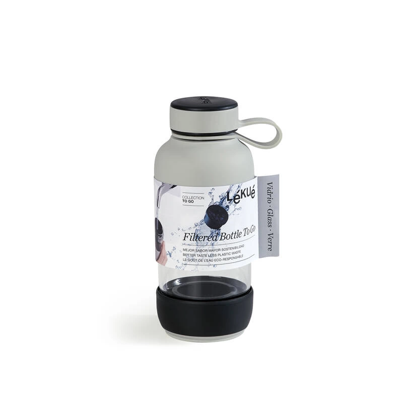 Lekue - Butelka szklana z filtrem TO GO szara