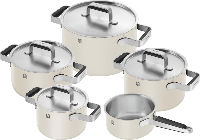 ZWILLING - Zestaw garnków stalowych 5 szt kremowe Pure