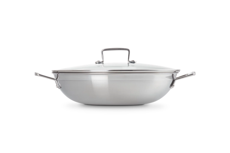 Le Creuset - 3-PLY Wok ze szklaną pokrywką 30cm z powłoką nieprzywierającą