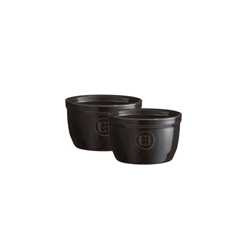 Emile Henry - Zestaw dwóch miseczek do zapiekania typu ramekin - N°9 - czarny