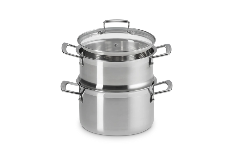 Le Creuset - garnek z wkładem do gotowania na parze stalowy 20 cm