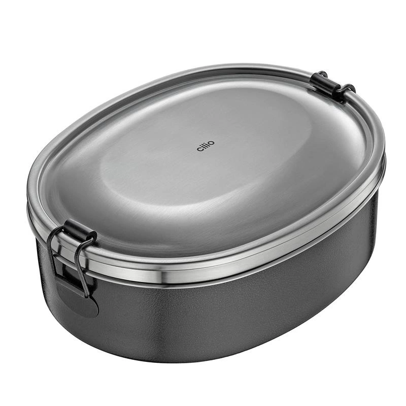 Cilio - pojemnik na lunch, stal nierdzewna, 18 x 14 x 6 cm, czarny Monte