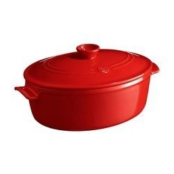 Emile Henry - Owalny garnek ceramiczny 6L - czerwony