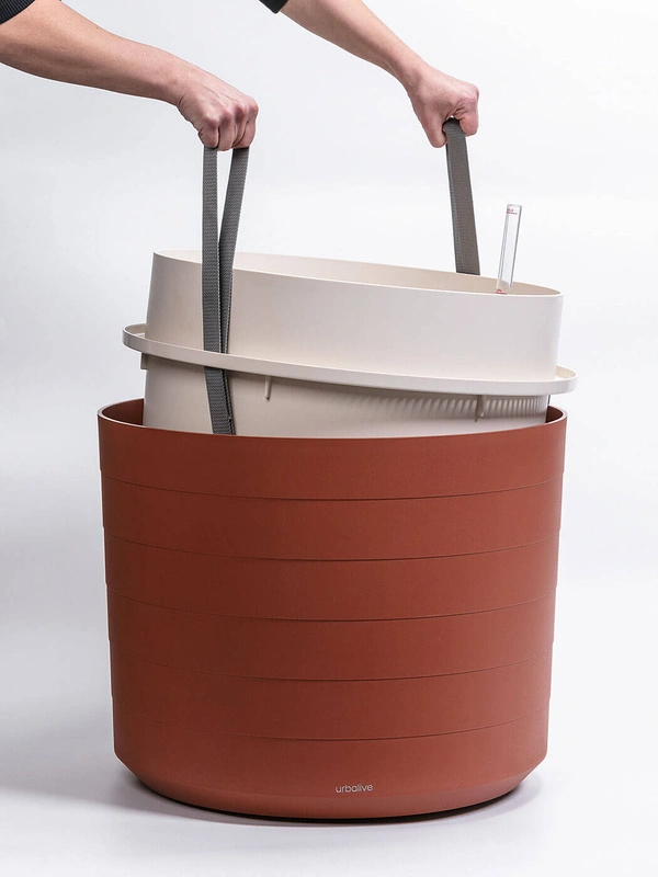 Urbalive - BERBERIS Duża donica samonawadniająca okrągła 55 cm, cynamonowy