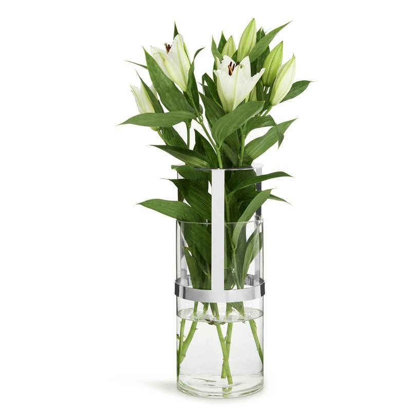 Sagaform - wazon, śred. 15 x 28 cm, szkło/metal, srebrny, pudełko prezentowe Interior