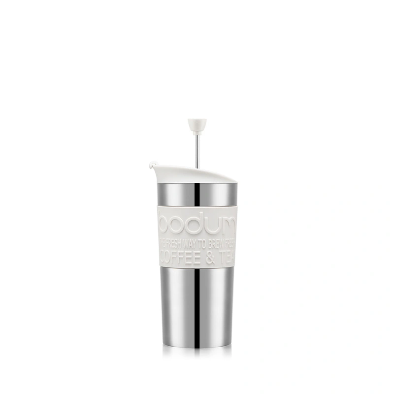 Bodum - kubek z zaparzaczem tłokowym do kawy Travel Press 350 ml Off white