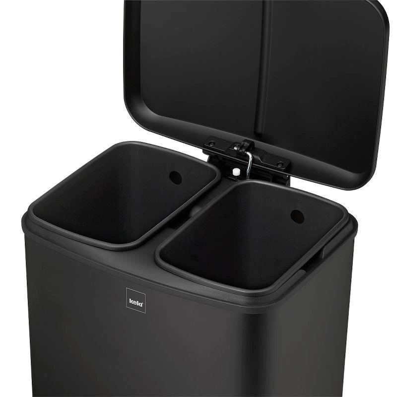 Kela - kosz do segregacji śmieci, 2 x 12 l, 37 x 34 x 50 cm, czarny Davino