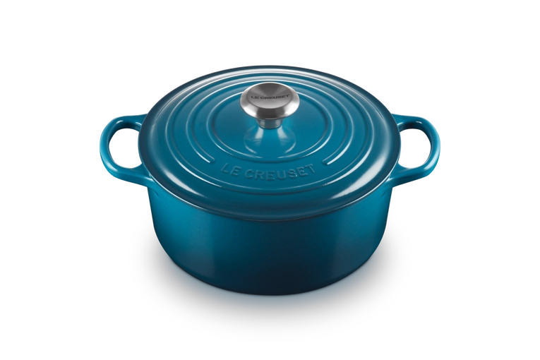 Le Creuset brytfanna żeliwna emaliowana Signature okrągła 24 cm 4,2 l deep teal