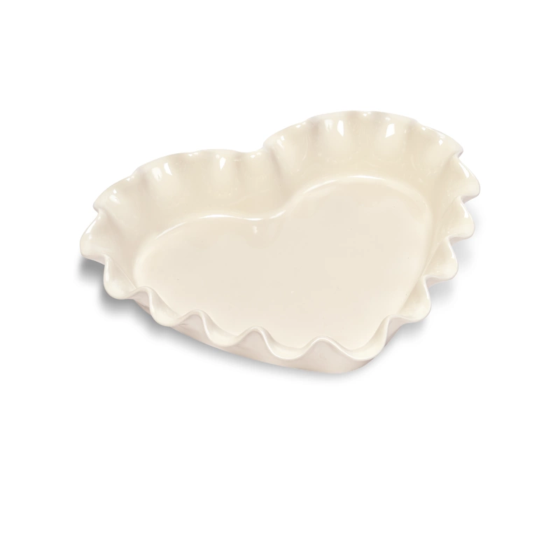 Emile Henry - Naczynie do zapiekania w kształcie serca - 33x29cm - kremowy