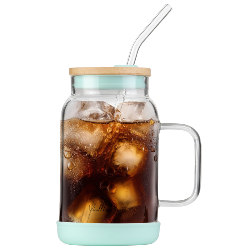Vialli Design - Słoik ze słomką 600 ml miętowy Fuori