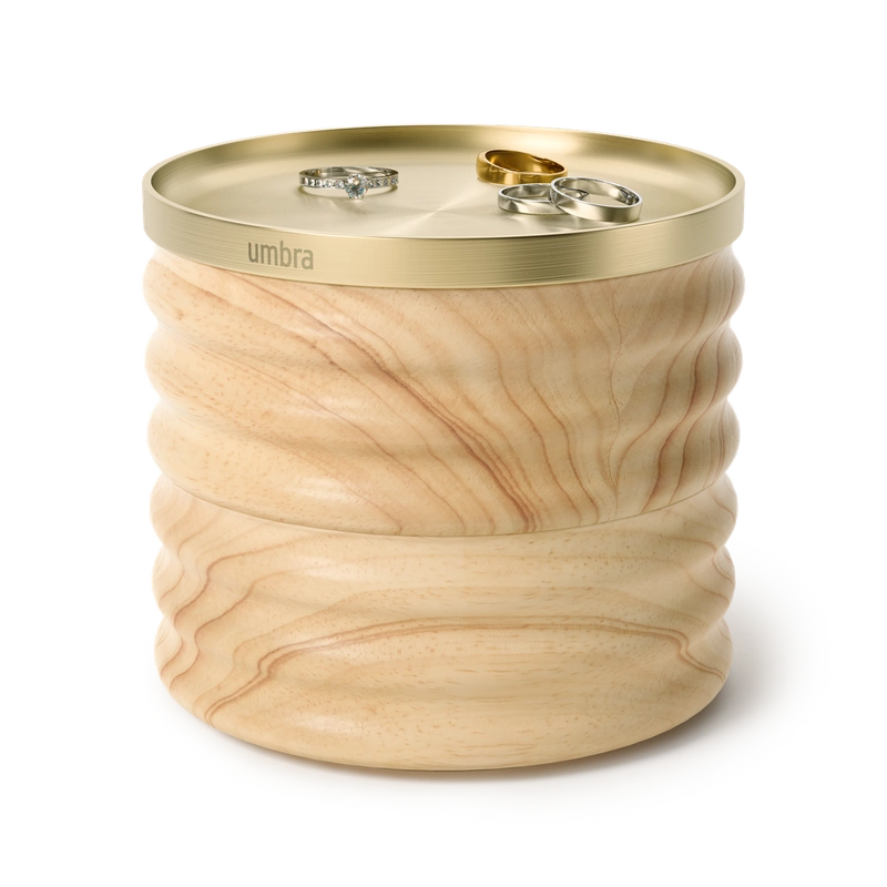 Umbra - Szkatułka drewniana na biżuterię brassTESORA