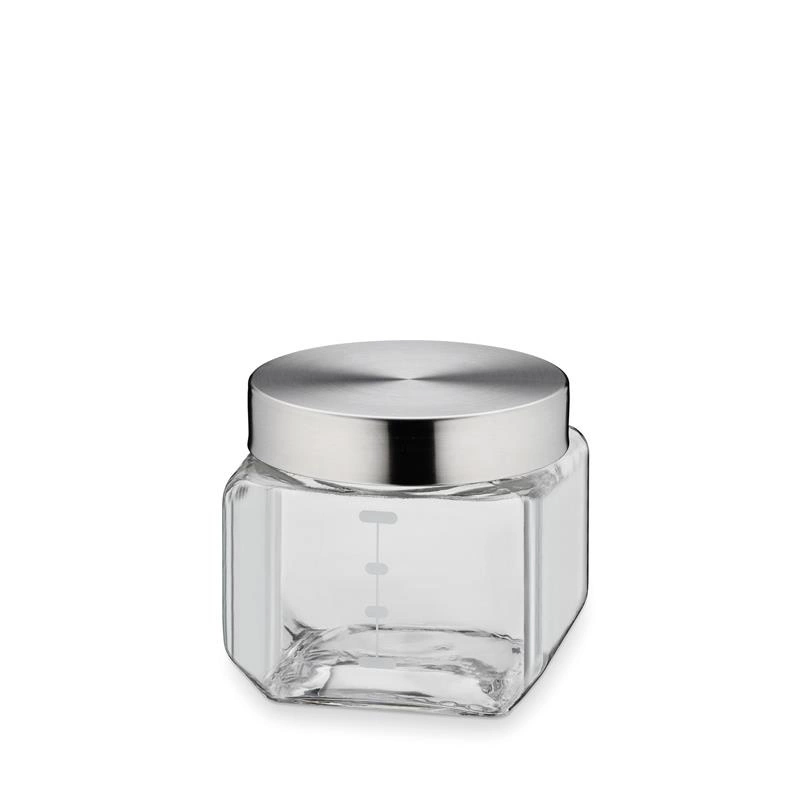 Kela - pojemnik kuchenny, 0,75 l, 11 x 11 x 11 cm, szkło/stal nierdzewna 18/10 Isa