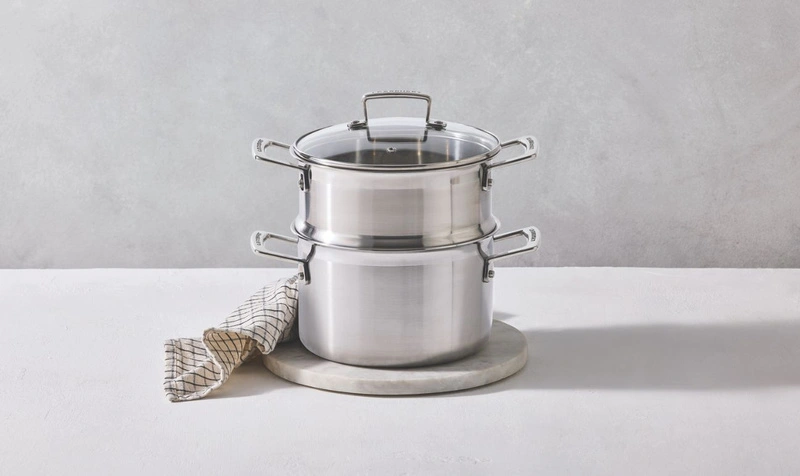 Le Creuset - garnek z wkładem do gotowania na parze stalowy 20 cm