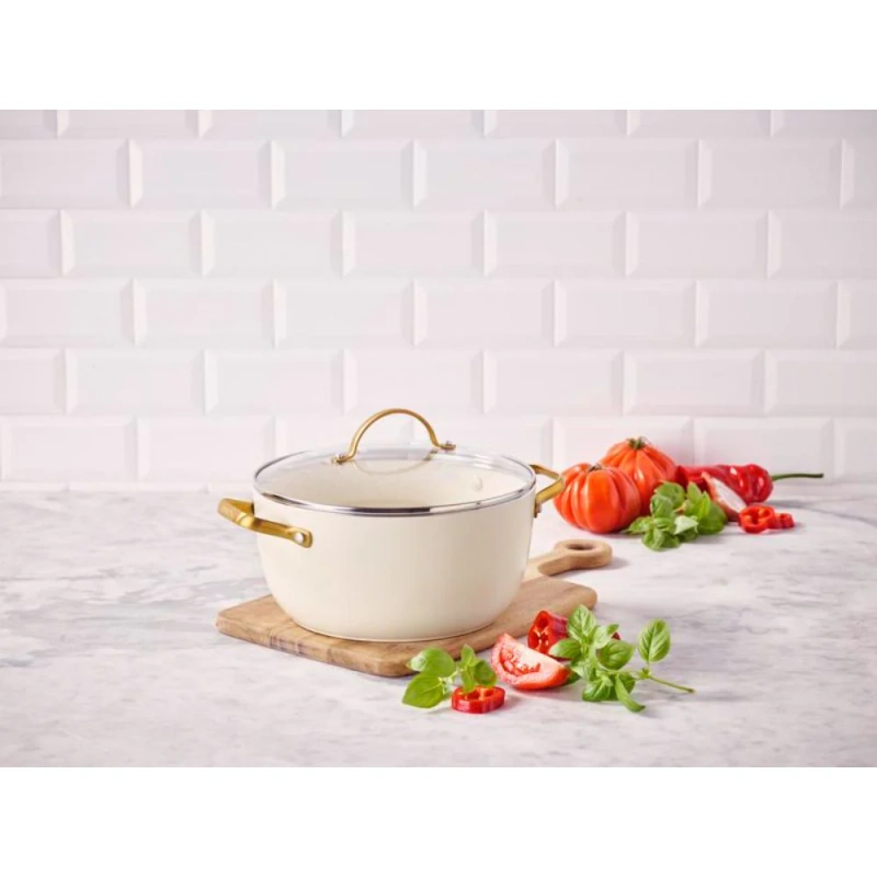 GreenPan - Padova garnek 24 cm 4,7 L z pokrywką cream