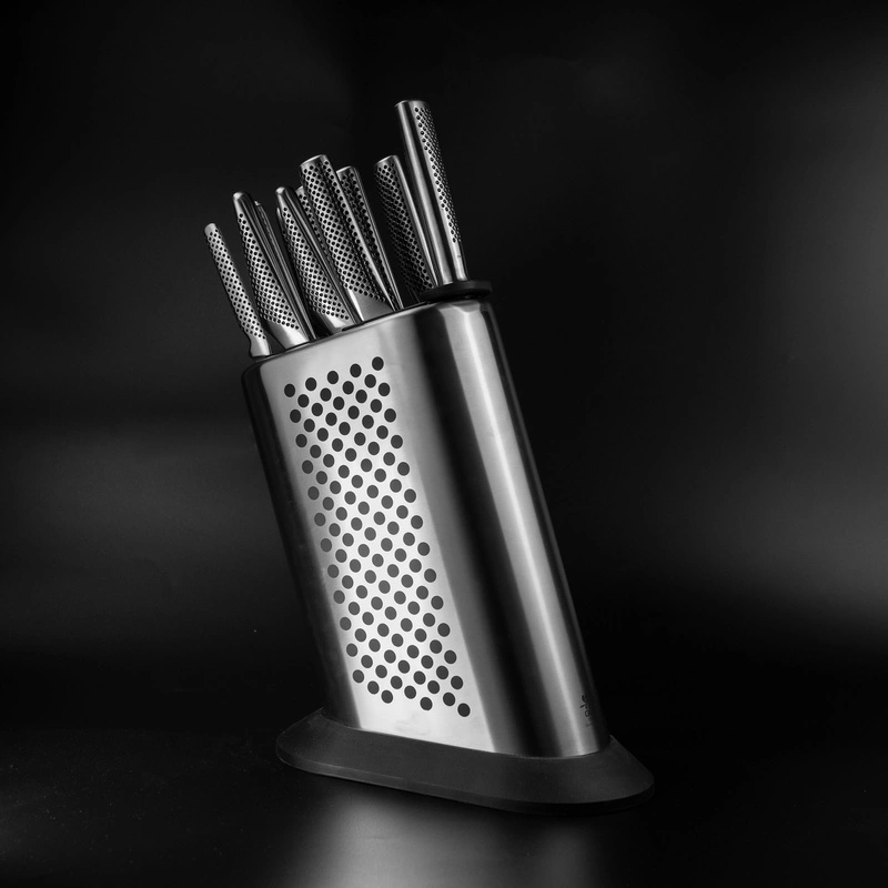 Global - Zestaw noży w gładkim bloku w kropki 11 częściowy