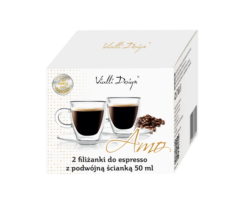Vialli Design - Zestaw 2 filiżanek do espresso z podwójną ścianką Amo 50 ml