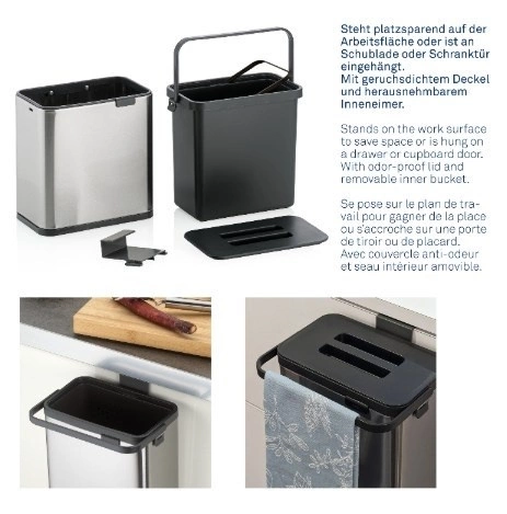 Kela - Pojemnik na odpady organiczne srebrny Plata