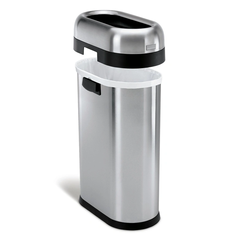 simplehuman - Kosz na śmieci 50L OPEN SLIM- stal matowa