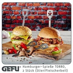 GEFU - display 10x zestaw 2 szpikulców do hamburgerów TORRO