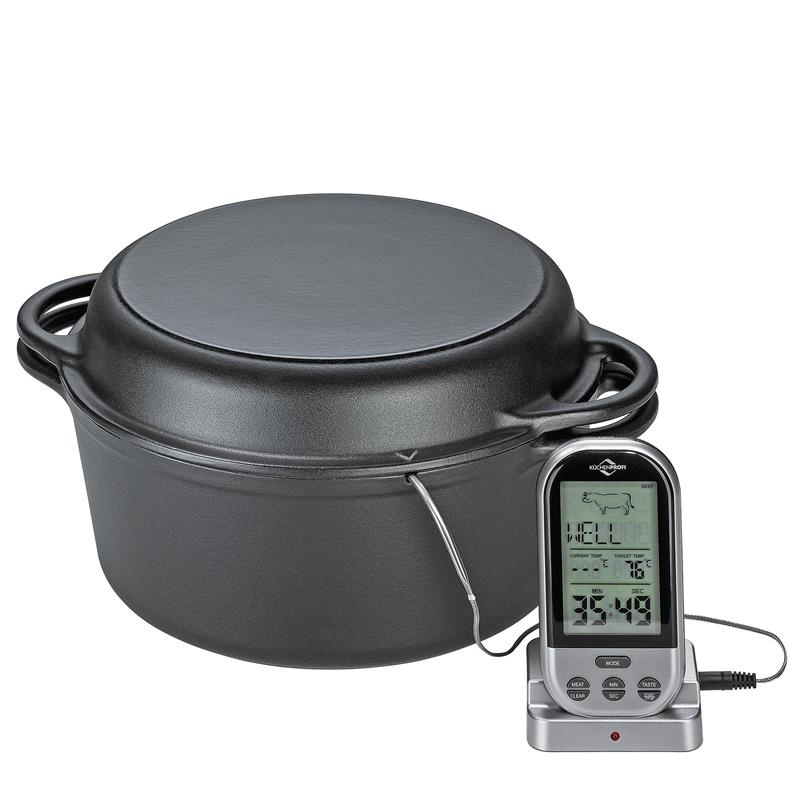Kuchenprofi - garnek z pokrywą/patelnią grillową, żeliwo, 5,0 l, śred. 26 cm BBQ
